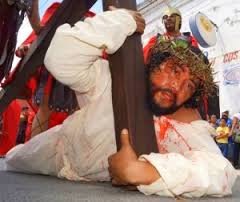Via crucis viviente en Acanceh. Foto: Internet